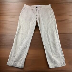 I Love Ugly Linen Blend Slim Kobe Pants Mens 32x24 Beige Cropped Coastal Preppy